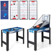 Tavolo da gioco 6-in-1 con basket e biliardo, Salvaspazio set multi-gioco per ping pong hockey e pi¨´ per bambini