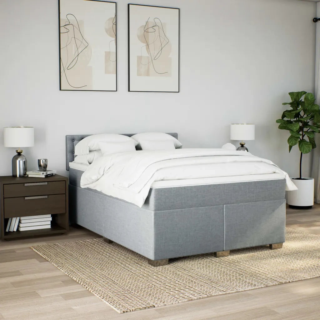 Giroletto a Molle con Materasso Grigio Chiaro 140x190cm Tessuto