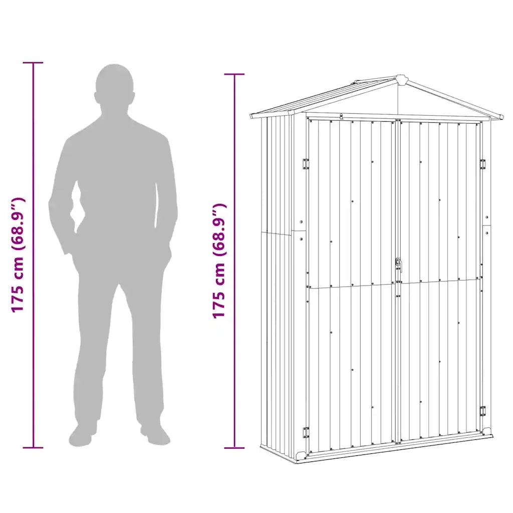 Capanno da Giardino Grigio 116x45x175 cm in Acciaio Zincato 46302