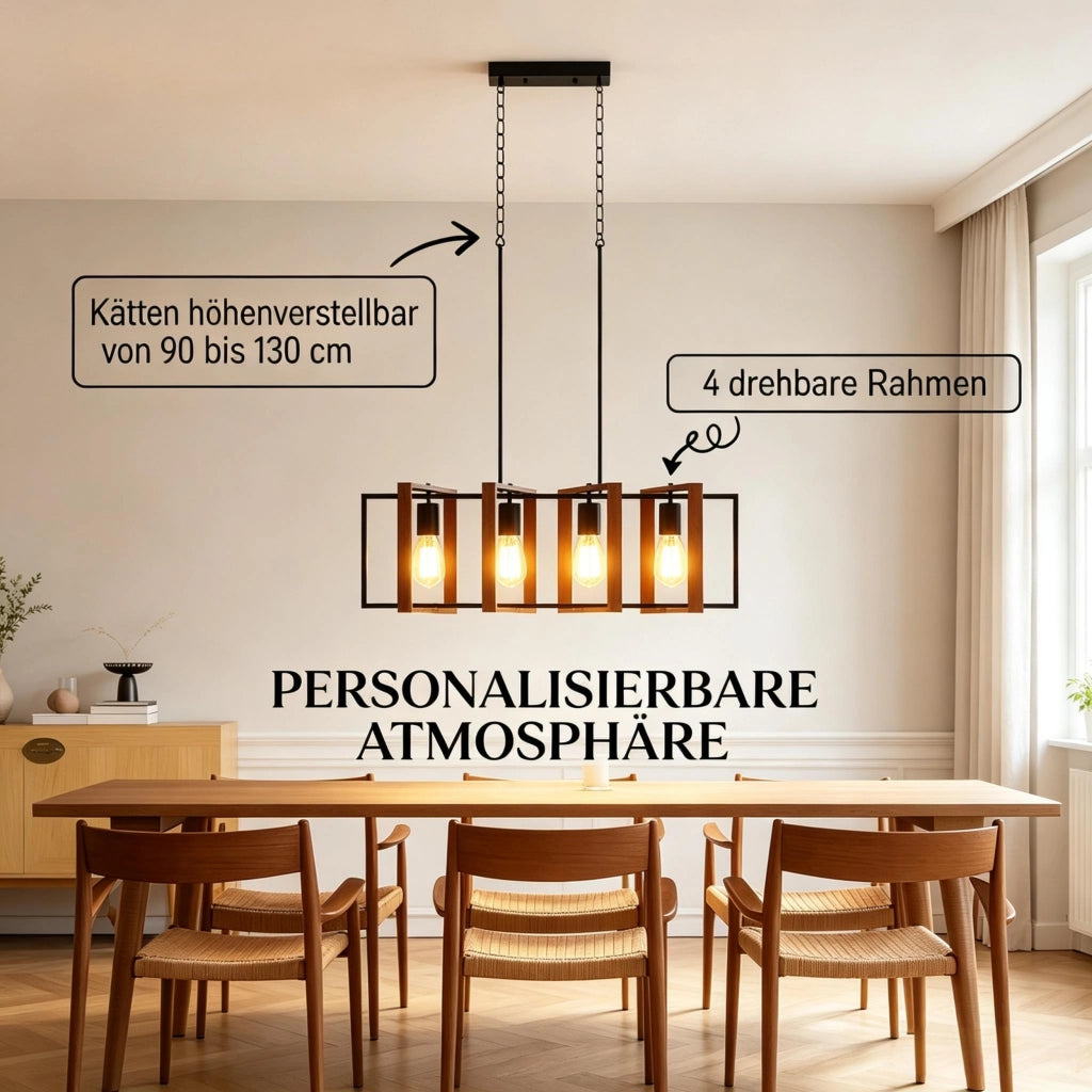 Lampadario a sospensione contemporaneo con 4 bracci girevoli e altezza regolabile in continuo (solo lampadario).