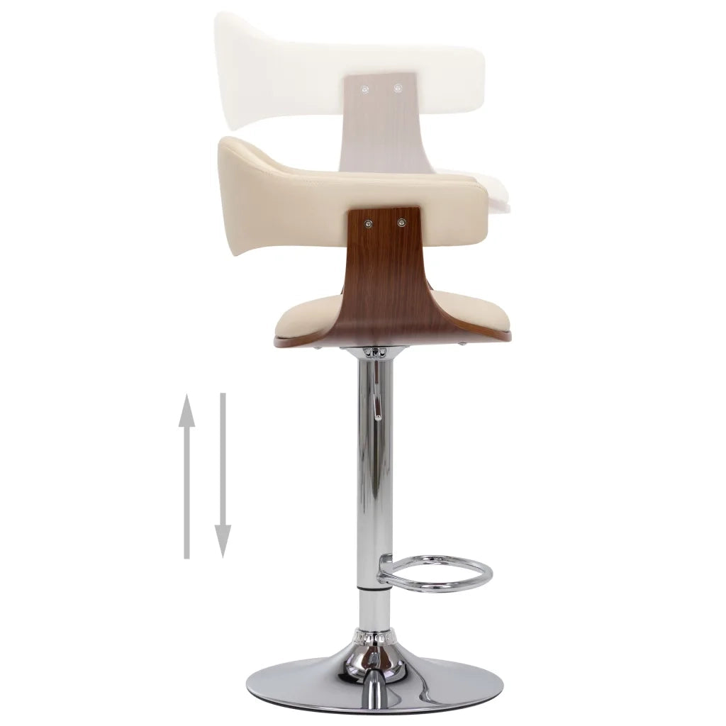 Sgabelli da Bar 2 pz Crema in Legno Piegato e Similpelle cod mxl 62146