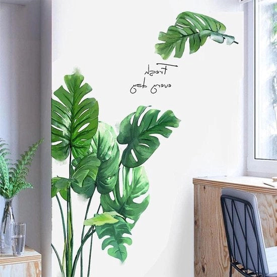 Decorazione per parete tropicale con foglie di palma - Foglie di pianta verde - Sticker per parete self-adesivo per soggiorno camera da letto ufficio.