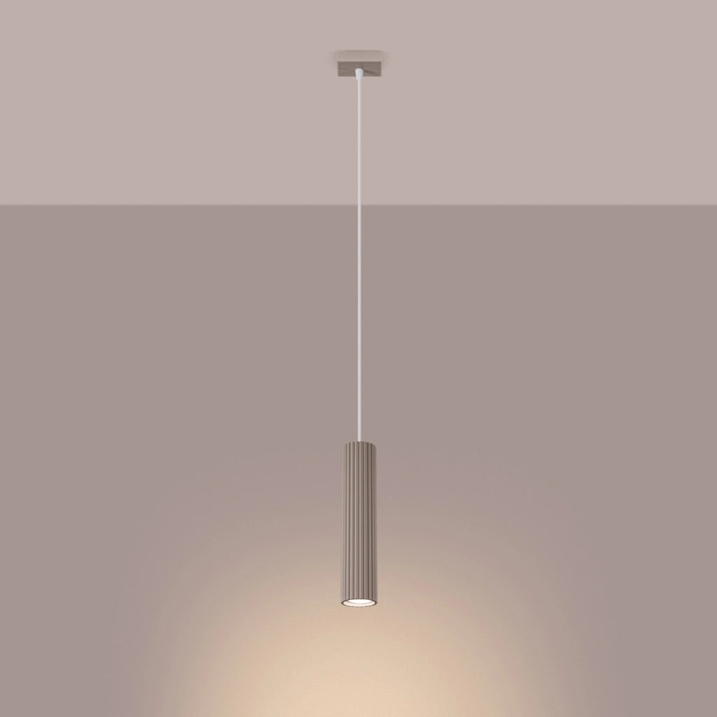 Lampada a sospensione tubo rigato taupe GU10 Pure Lume