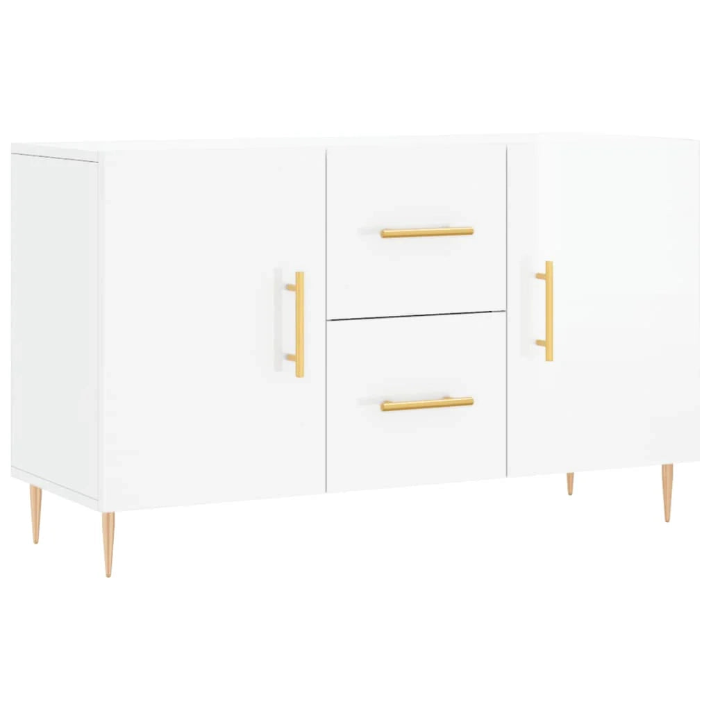 Buffet credenza cassettiera armadio mobile contenitore organizer per cucina soggiorno finitura lucida 100 x 36 x 60 cm legno ingegnerizzato bianco 02_0030553