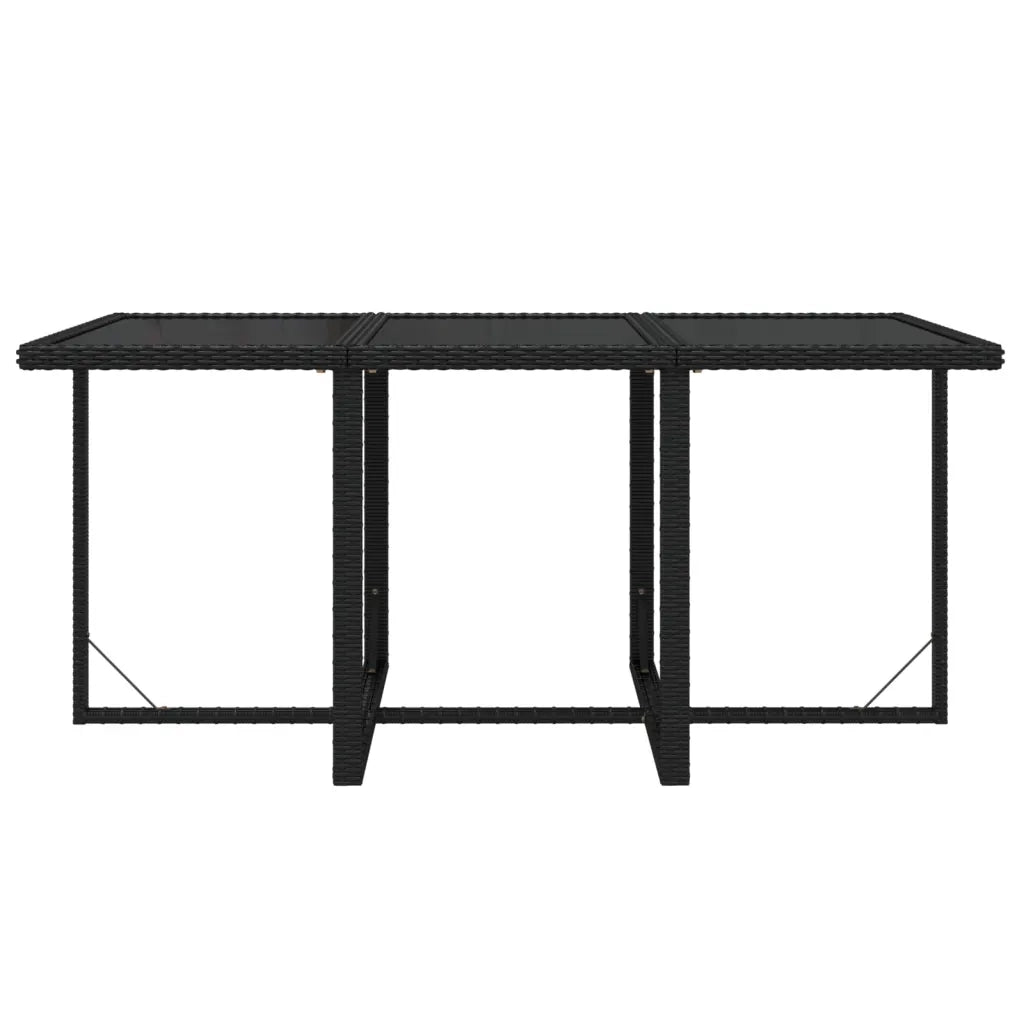 Set da Pranzo da Giardino 7 pz Nero con Cuscini in Polyrattan 3095531