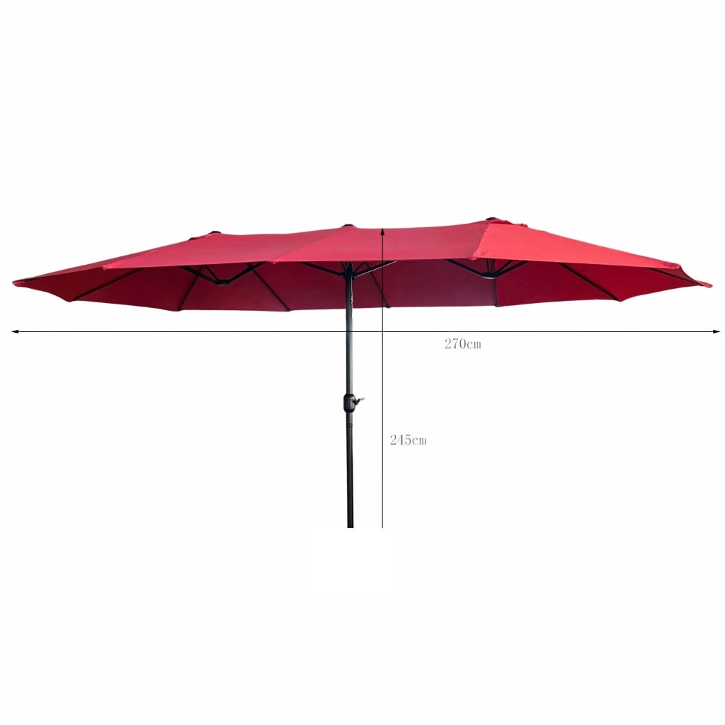 Ombrellone doppio da giardino TILIA rosso peso 12,3 kg dimensioni 460x270x245 cm