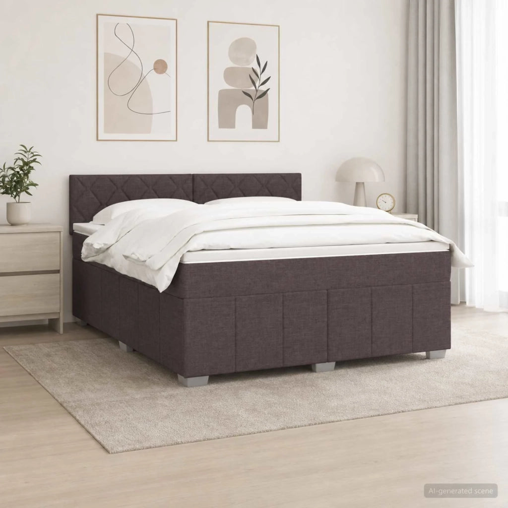Letto box spring con materasso Marrone Scuro 140 x 200 cm 3452701