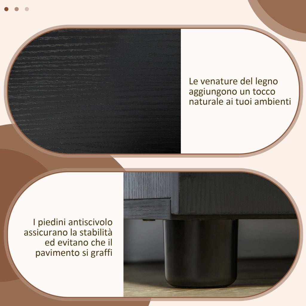 Armadietto da Ufficio Multiuso 2 Ante 80x40x80 cm con Serratura Rivestimento in Melamina Nero