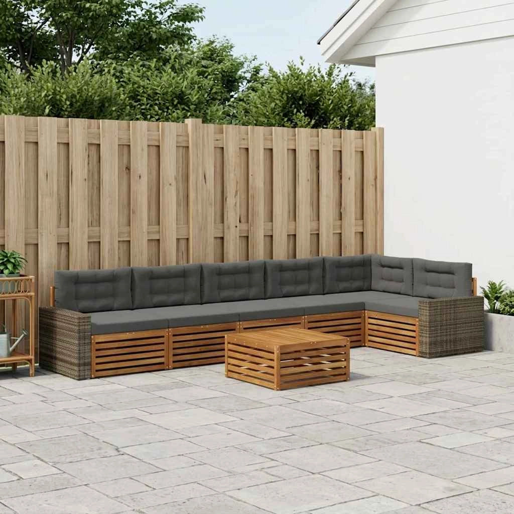 Set di divani da esterno 7 pz Naturale e Antracite Poliestere 3383460