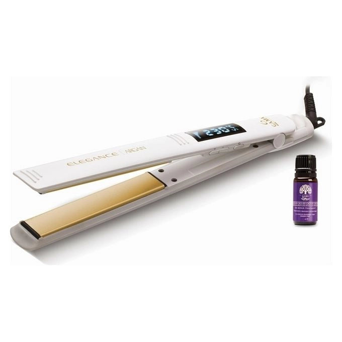 GA.MA Piastra Elegance Argan: elimina l'effetto crespo dei capelli, trafile lunghe in tormalina, liscio a lungo in poco tempo, capelli protetti, riscaldamento istantaneo, temperatura regolabile e display LCD, auto spegnimento, pulsante chiudi piastra
