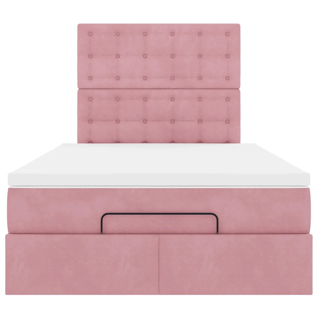 Struttura Letto Pouf con Materassi Rosa 120x190 cm Velluto