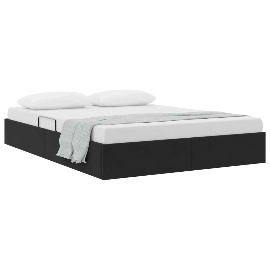 Letto ottomano con archiviazione Nero 140 x 190 cm Velluto 3442882