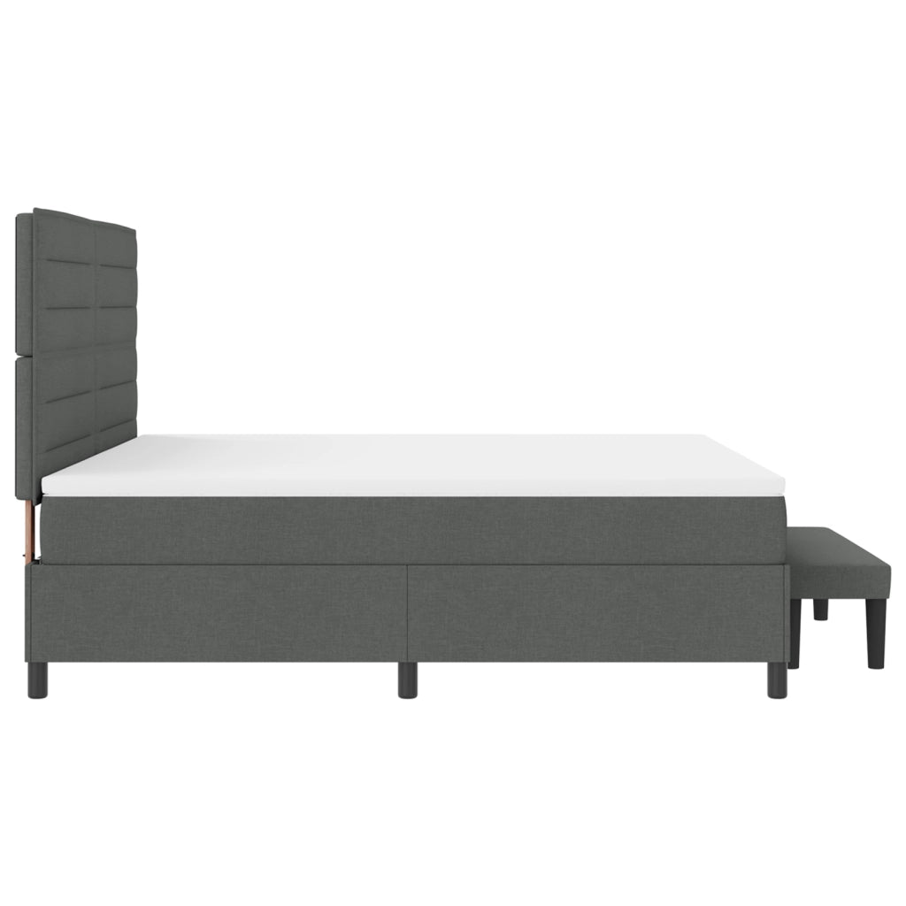 Letto Box Spring e Materasso & Panca Grigio Scuro 180x200 cm Tessuto