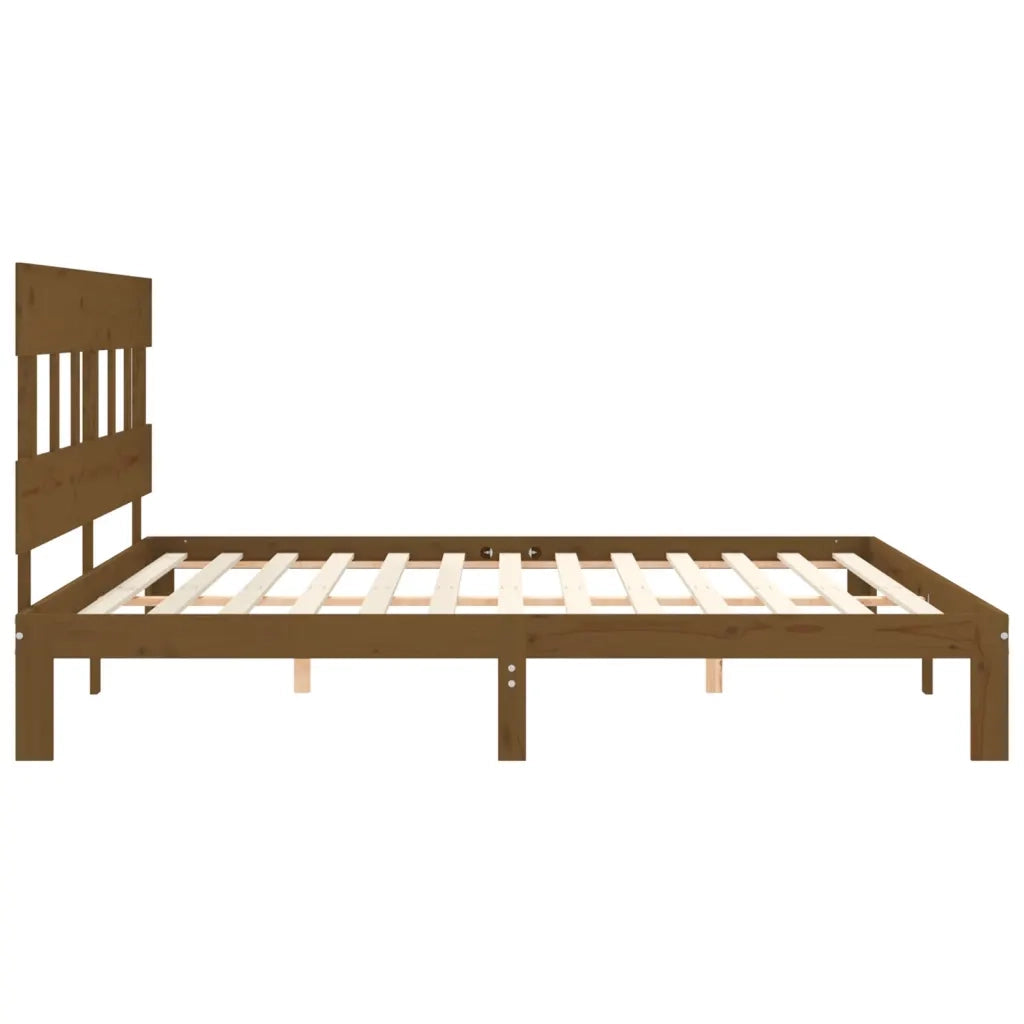 Giroletto con Testiera ambra 200x200 cm in Legno Massello 3193619