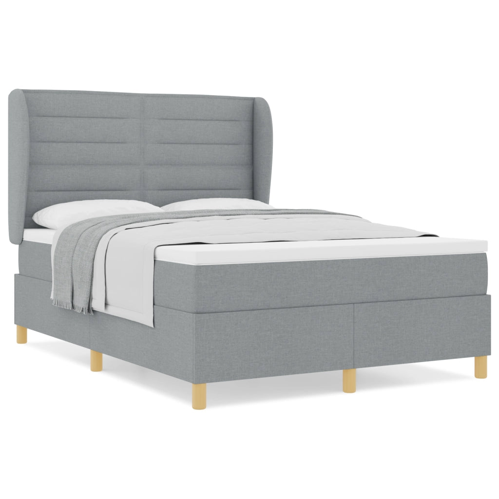 Letto Box Spring con Materasso in Grigio Chiaro, 160x200 cm Tessuto