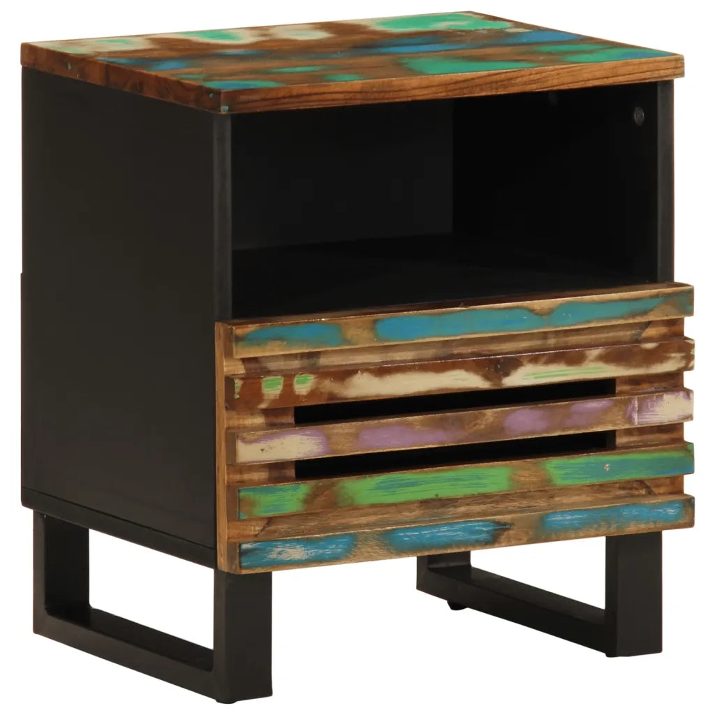 Comodini 2pz-Set di 2 Tavolino da notte 40x34x46 cm in Legno Massello di Recupero
