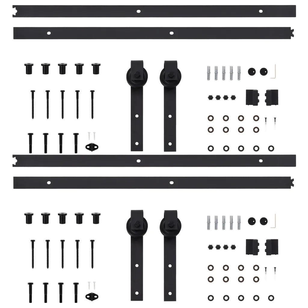 Kit di Binari per Porte Scorrevoli 2 pz 183 cm Acciaio Nero