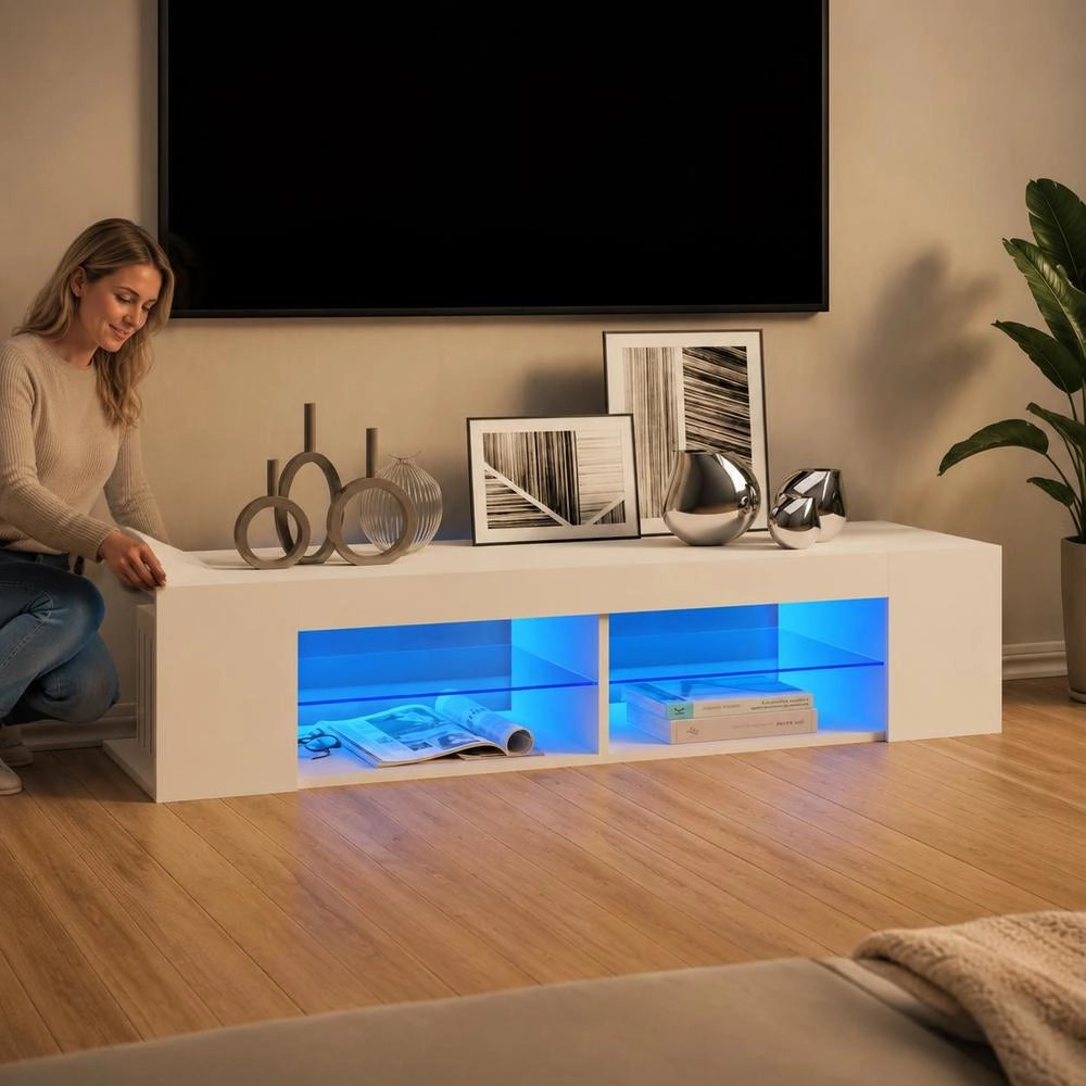 TV Cabinet With LED Lights White 135x39x30 Cm