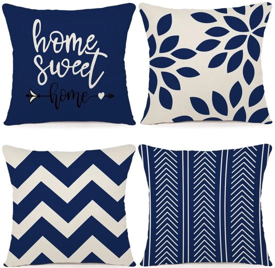 Set di cuscini per divano da 4 pezzi - Decorativo - Per interni/esterni - Mix lino - 40 x 40 cm - Tessuti di lusso - Cuscini con copri cuscini