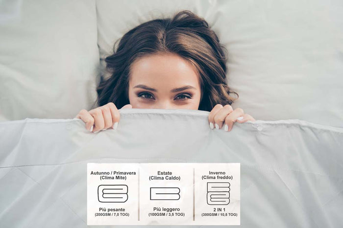 Piumino 4 stagioni in microfibra 2 piumini uniti con bottoni estate primavera inverno - Bianco - 2 Piazze