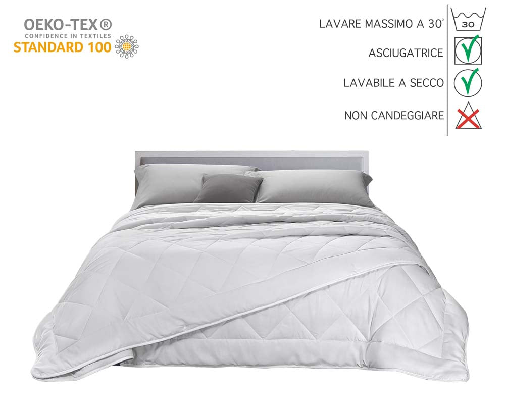 Piumino 4 stagioni in microfibra 2 piumini uniti con bottoni estate primavera inverno - Bianco - 1 Piazza