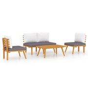Set Divani da Giardino 4 pz | Set Salotto da Giardino con Cuscini in Massello di Acacia