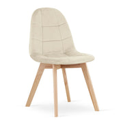 Sedia da pranzo Bora in velluto beige con gambe in faggio