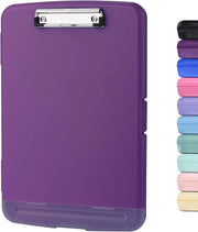 Klembord in plastica con contenitore - formato A4 - aubergine - multifunzionale
