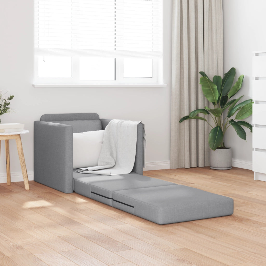 Divano Letto a Terra 2-in-1 Grigio Chiaro 74x77x81 cm Tessuto