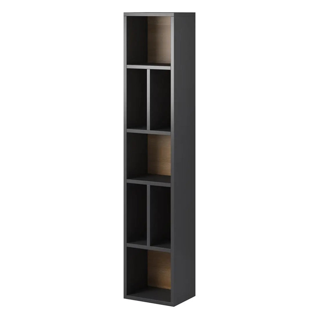 Biblioteca sospesa OHIO – Grigio antracite e quercia – L32 x H159 cm