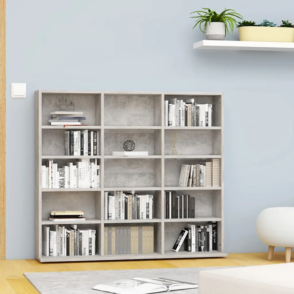 Mobile Porta CD Grigio Cemento 100x23x89,5 cm Legno Multistrato 801791
