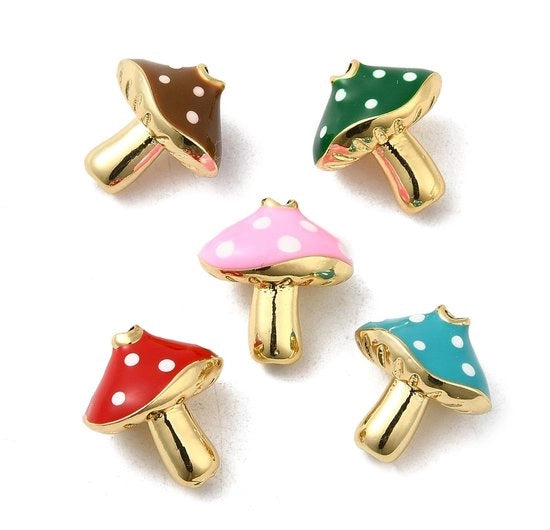 Decorazione per Capelli in Metallo con Emaillo Colorato - 10 Articoli - Spacer in Ottone - Dimensioni 12,5 mm x 12 mm x 9 mm