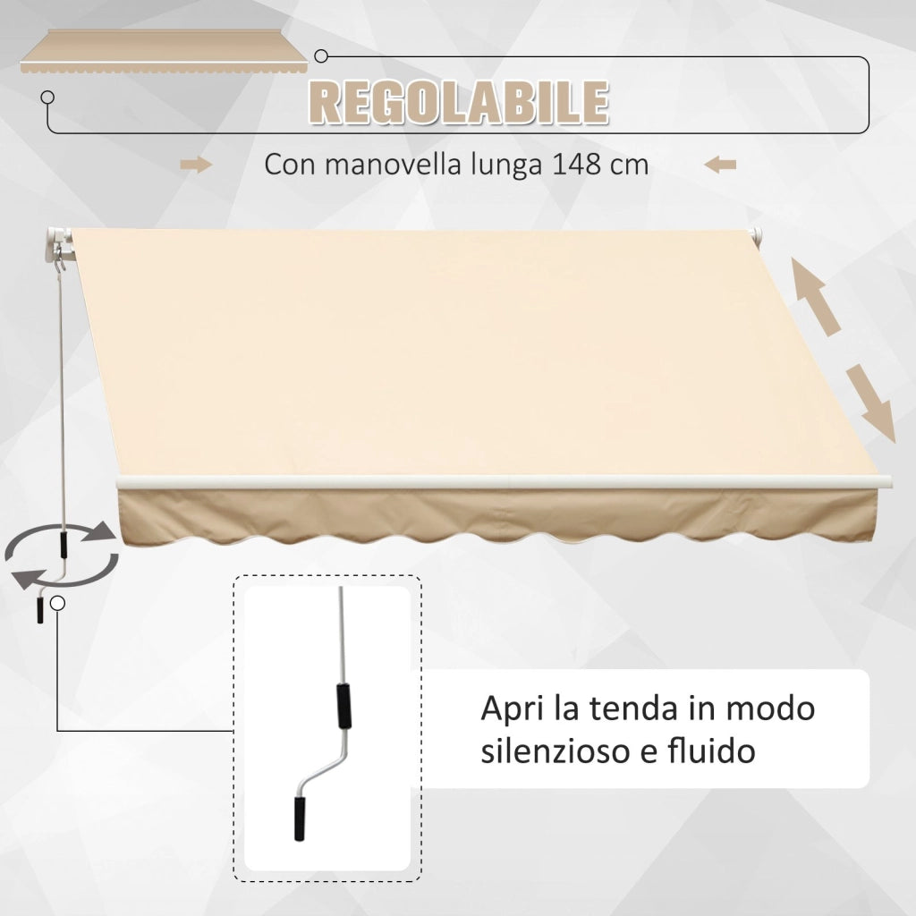 Easycomfort Tenda da Sole Avvolgibile a Caduta con Manovella, in Alluminio e Poliestere, 3x2.5m, Beige