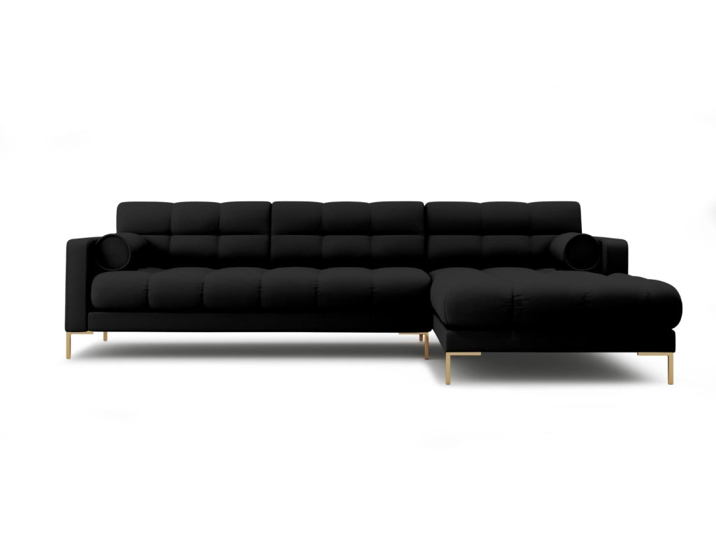 Cosmopolitan Design - Divano angolare destro "Bali" 5 posti in tessuto strutturato nero 