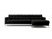 Cosmopolitan Design - Divano angolare destro "Bali" 5 posti in tessuto strutturato nero 