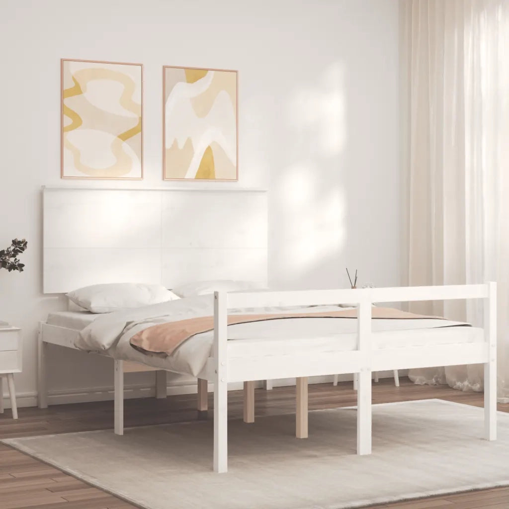 Letto per Anziani con Testiera Bianco 120x200 cm Legno Massellocod mxl 101025