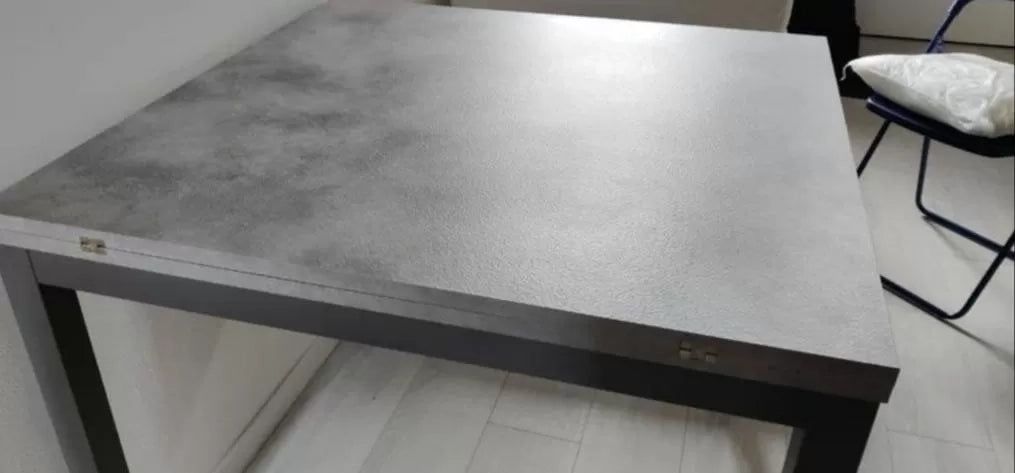 Tavolo moderno grigio cemento allungabile libro 90x90 (846) - Mobili 2G