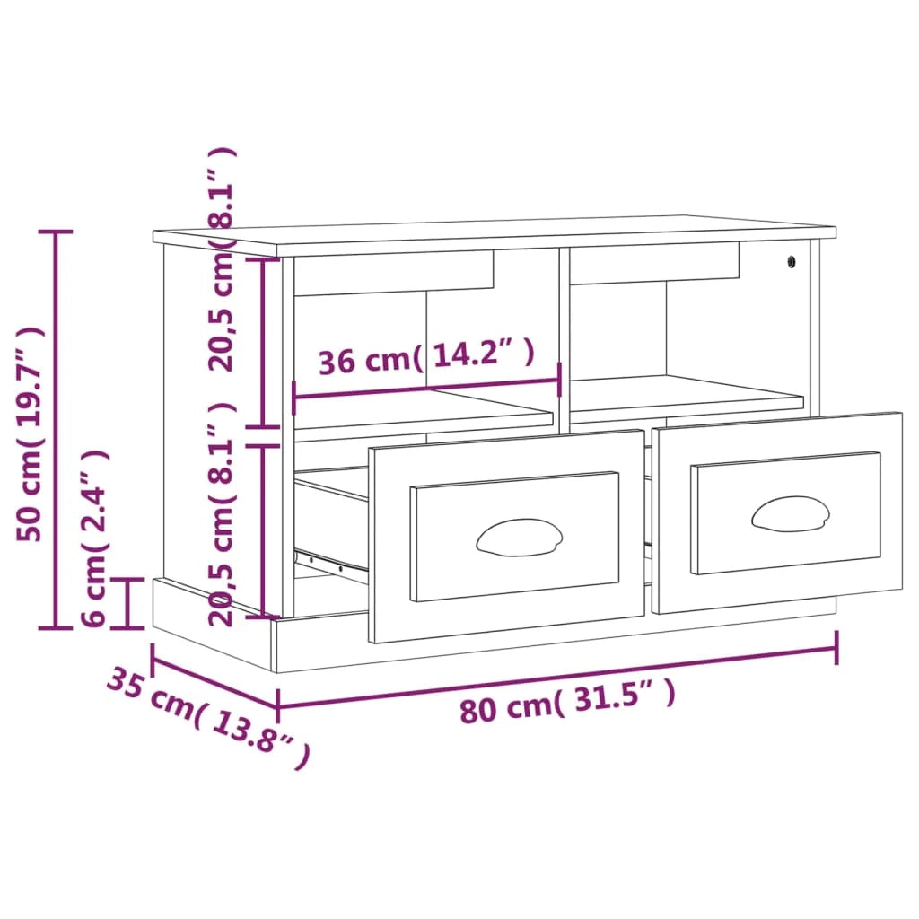 Mobile TV multimediale mensola TV mobile TV sala da pranzo soggiorno camera da letto finitura lucida 80 x 35 x 50 cm legno ingegnerizzato bianco 02_0027078