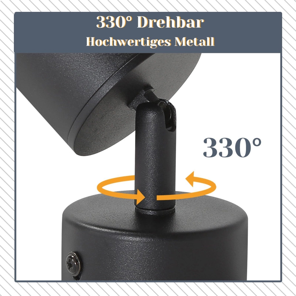ZMH Faretto da soffitto Moderni GU10 Orientabile 350° a Parete Nero 1 Lampada per Corridoio Senza Lampadina