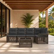 Set Divano da Giardino 6 pz Grigio polyrattan 3434831