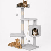 Albero Tiragraffi Gatti Parco Giochi Cuccia Graffiatoio gatto 112cm Grigio Chiar