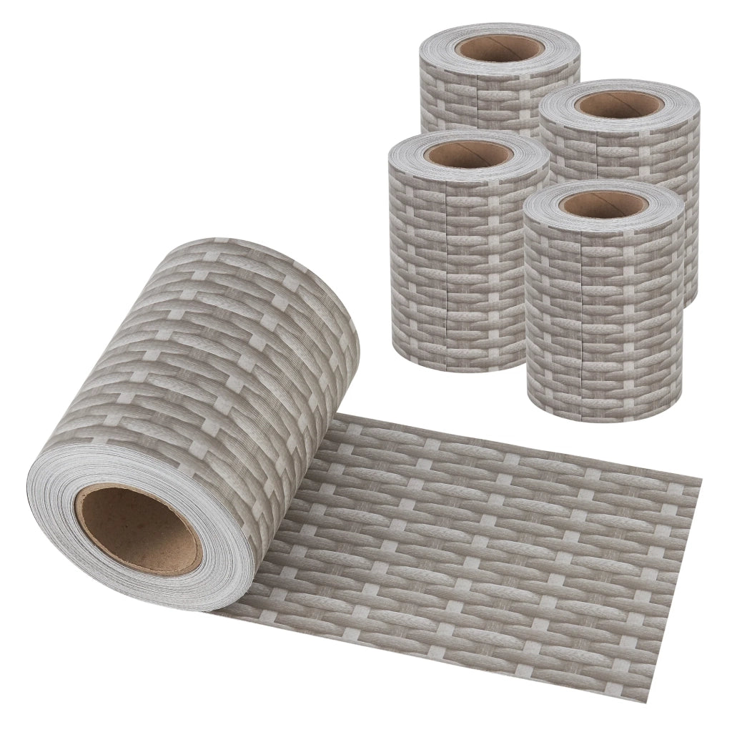 Confezione da 4 strisce frangivista in PVC 140 m x 19 cm 26,6 m² grigio con effetto rattan 03_0006600