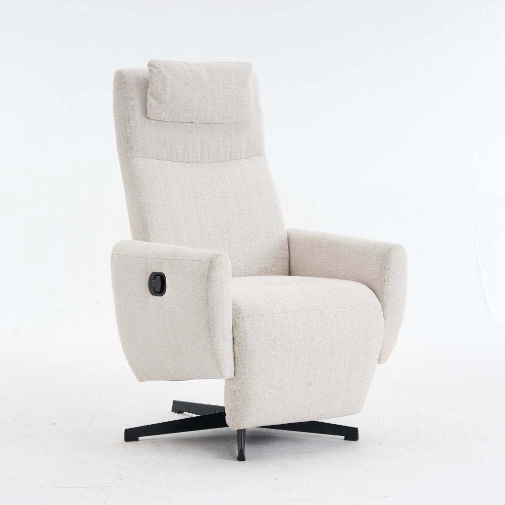 Poltrona Relax Reclinabile con Poggiapiedi ¨C MINIMAL ¨C Tessuto Chenille Beige
