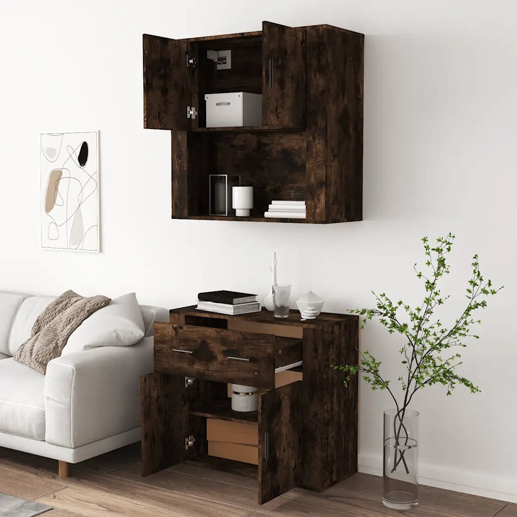 Credenza | Madia | Buffet da pranzo | Armadio da pranzo Rovere Fumo in Legno Multistrato