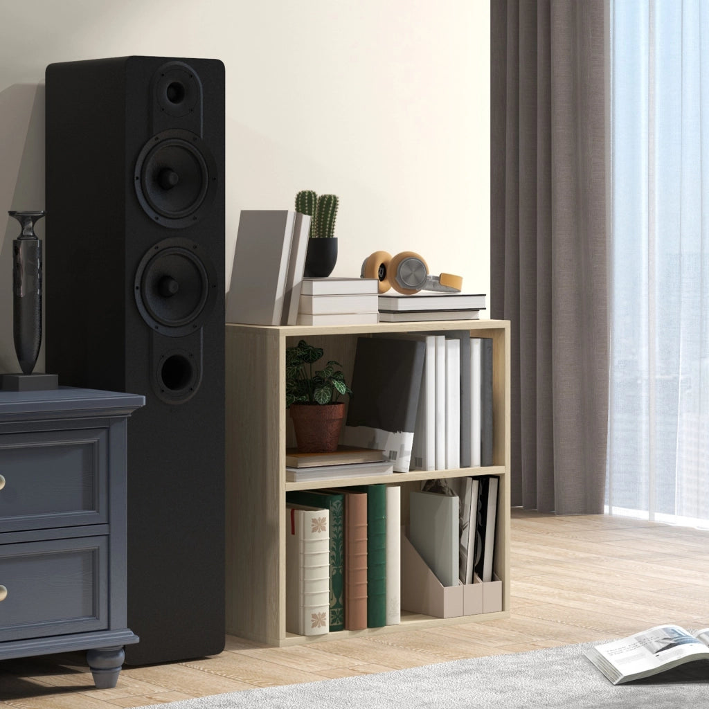 Libreria scaffale con 2 scomparti e ripiano regolabile ¨C Minimal ¨C effetto legno naturale 60x24x63