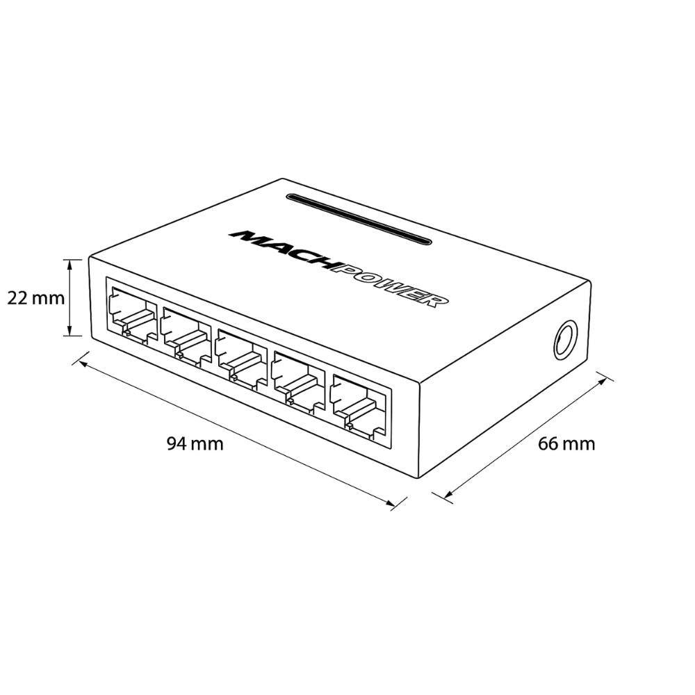 Mach power switch gigabit ethernet desktop non gestito per rete domestica e ufficio *** numero posti 5 porte, confezi...