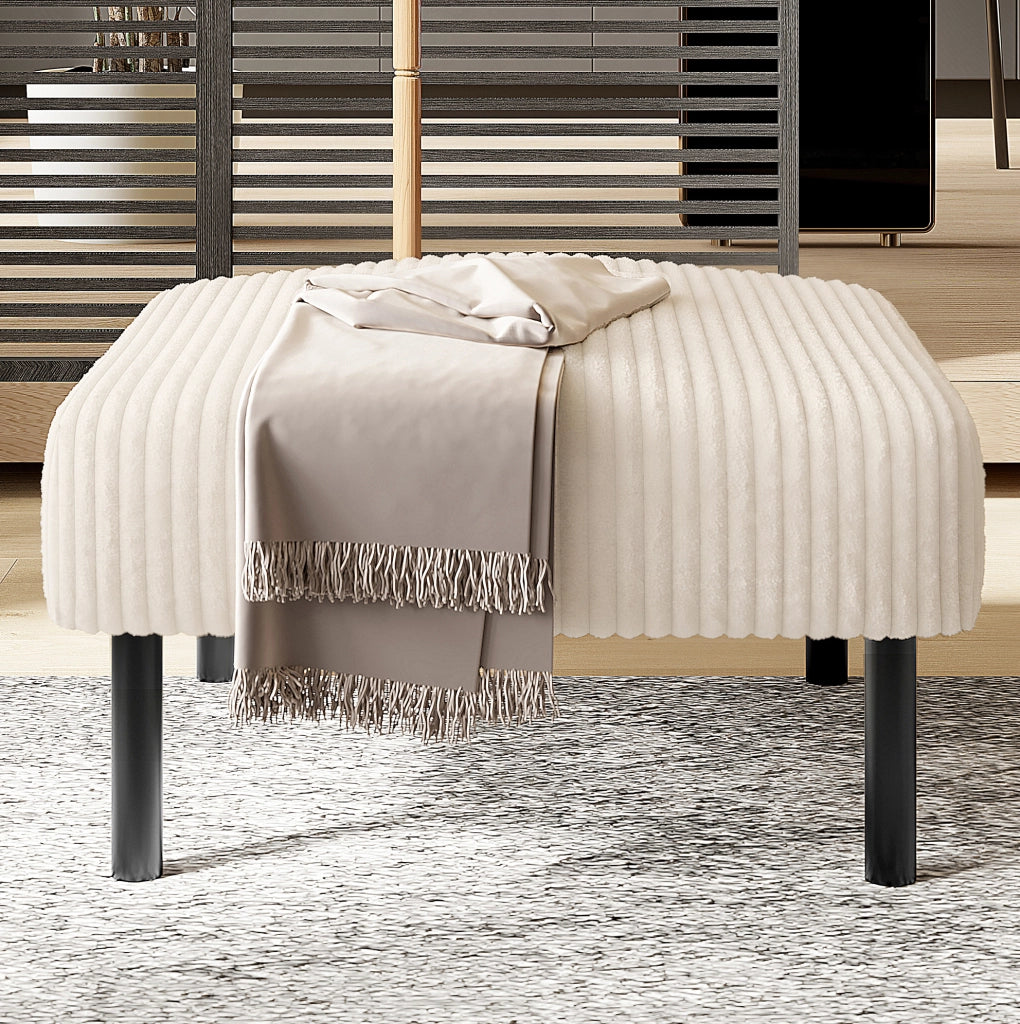 Pouf in corduroy con struttura in metallo; 56 x 51 x 39 cm; beige