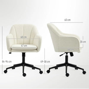 SEDIA Girevole Imbottita 60x63x84-94 cm Poliestere Beige