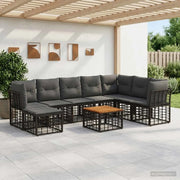 Set di divani da esterno 9 pcs Nero e Grigio scuro Poliestere 3437535