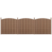 Set di 3 Pannelli Steccato ad Arco con Doghe in WPC e Base in Acciaio (AxL)185x562 cm - Marrone NEU.HOLZ